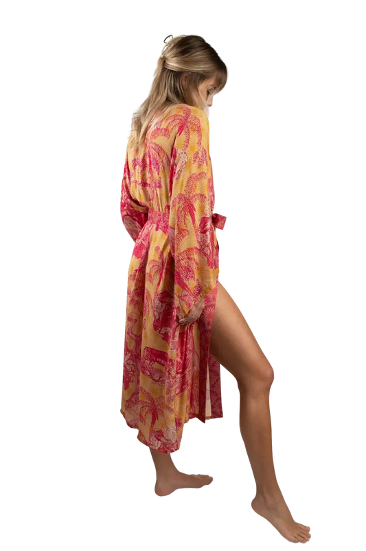 Tropical Toile Kimono Gown