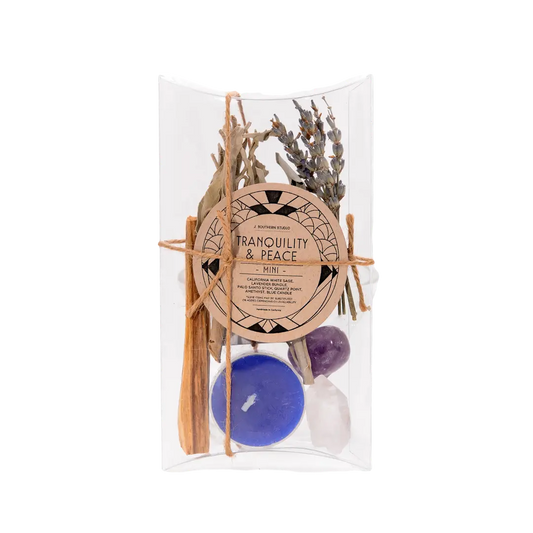 Mini Tranquility & Peace Ritual Kit with crystals and candle